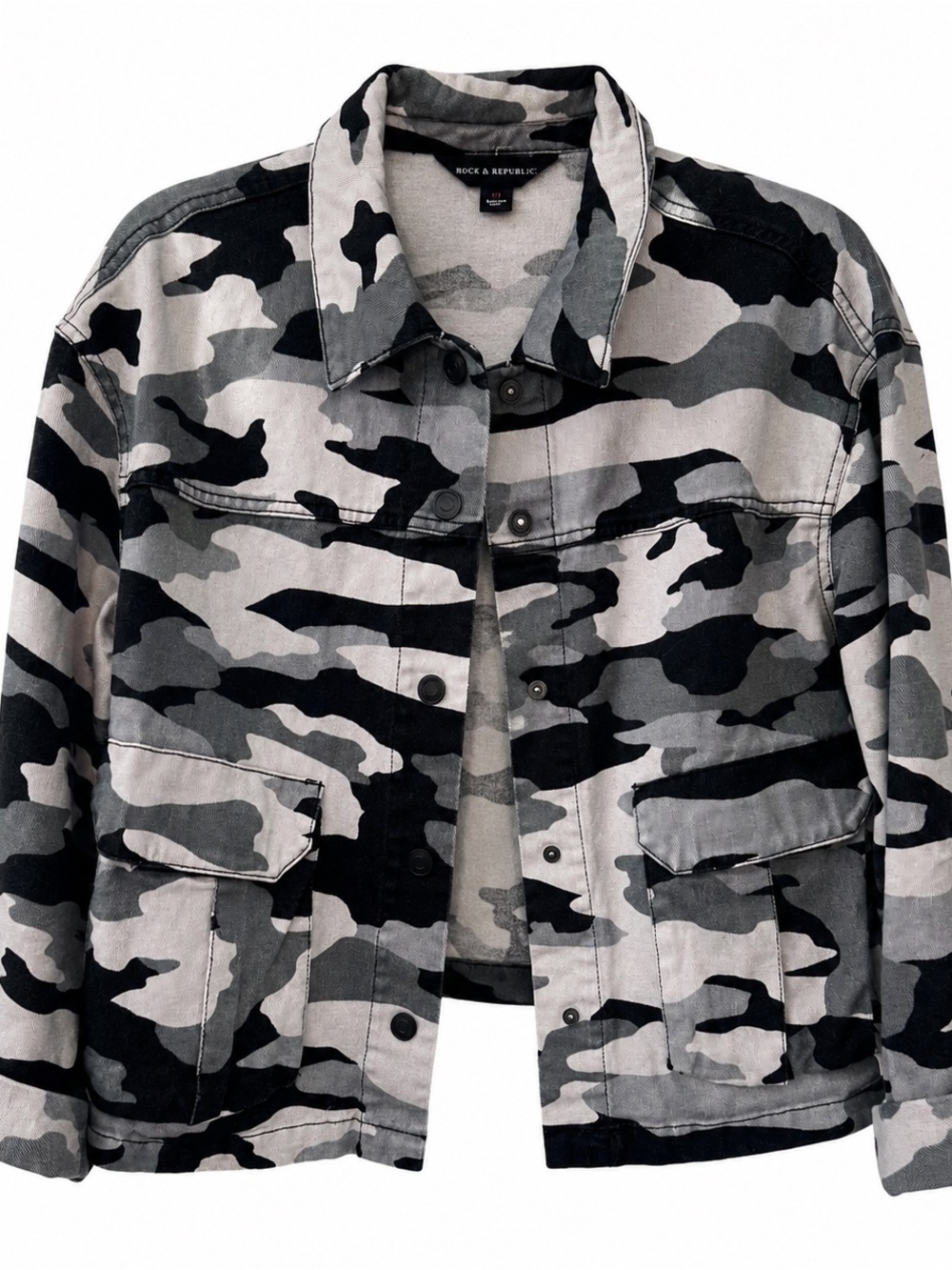 Rock & Republic Black & Gray Camo Jacket
